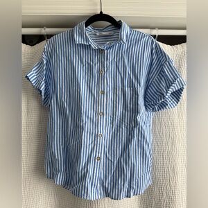 Zara Blue and White Casual Button Down Shirt